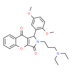 ChemSpider 2D Image | 2-[3-(Diethylamino)propyl]-1-(2,5-dimethoxyphenyl)-1,2-dihydrochromeno[2,3-c]pyrrole-3,9-dione | C26H30N2O5