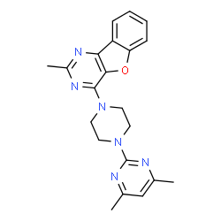 ChemSpider 2D Image | 4-[4-(4,6-Dimethyl-2-pyrimidinyl)-1-piperazinyl]-2-methyl[1]benzofuro[3,2-d]pyrimidine | C21H22N6O