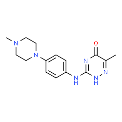 ChemSpider 2D Image | 6-Methyl-3-{[4-(4-methyl-1-piperazinyl)phenyl]amino}-1,2,4-triazin-5(2H)-one | C15H20N6O