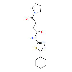 ChemSpider 2D Image | N-(5-Cyclohexyl-1,3,4-thiadiazol-2-yl)-4-oxo-4-(1-pyrrolidinyl)butanamide | C16H24N4O2S