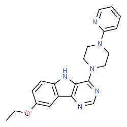 ChemSpider 2D Image | 8-Ethoxy-4-[4-(2-pyridinyl)-1-piperazinyl]-5H-pyrimido[5,4-b]indole | C21H22N6O