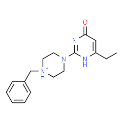 ChemSpider 2D Image | 1-Benzyl-4-(6-ethyl-4-oxo-1,4-dihydro-2-pyrimidinyl)piperazin-1-ium | C17H23N4O