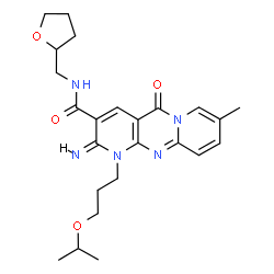 ChemSpider 2D Image | (2E)-2-Imino-1-(3-isopropoxypropyl)-8-methyl-5-oxo-N-(tetrahydro-2-furanylmethyl)-1,5-dihydro-2H-dipyrido[1,2-a:2',3'-d]pyrimidine-3-carboxamide | C24H31N5O4