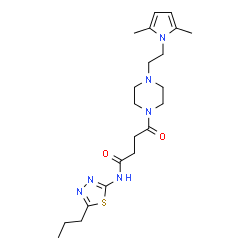ChemSpider 2D Image | 4-{4-[2-(2,5-Dimethyl-1H-pyrrol-1-yl)ethyl]-1-piperazinyl}-4-oxo-N-(5-propyl-1,3,4-thiadiazol-2-yl)butanamide | C21H32N6O2S