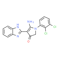 ChemSpider 2D Image | 5-Amino-4-(1H-benzimidazol-2-yl)-1-(2,3-dichlorophenyl)-1,2-dihydro-3H-pyrrol-3-one | C17H12Cl2N4O