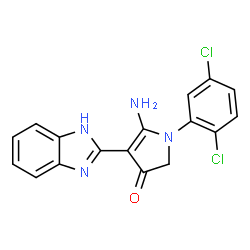 ChemSpider 2D Image | 5-Amino-4-(1H-benzimidazol-2-yl)-1-(2,5-dichlorophenyl)-1,2-dihydro-3H-pyrrol-3-one | C17H12Cl2N4O