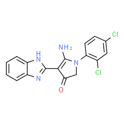 ChemSpider 2D Image | 5-Amino-4-(1H-benzimidazol-2-yl)-1-(2,4-dichlorophenyl)-1,2-dihydro-3H-pyrrol-3-one | C17H12Cl2N4O