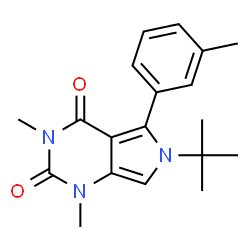 ChemSpider 2D Image | 1,3-Dimethyl-5-(3-methylphenyl)-6-(2-methyl-2-propanyl)-1H-pyrrolo[3,4-d]pyrimidine-2,4(3H,6H)-dione | C19H23N3O2
