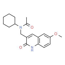 ChemSpider 2D Image | N-Cyclohexyl-N-[(6-methoxy-2-oxo-1,2-dihydro-3-quinolinyl)methyl]acetamide | C19H24N2O3