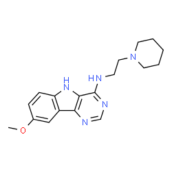 ChemSpider 2D Image | 8-Methoxy-N-[2-(1-piperidinyl)ethyl]-5H-pyrimido[5,4-b]indol-4-amine | C18H23N5O
