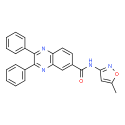 ChemSpider 2D Image | N-(5-Methyl-1,2-oxazol-3-yl)-2,3-diphenyl-6-quinoxalinecarboxamide | C25H18N4O2