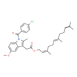 ChemSpider 2D Image | (2Z,6E)-3,7,11-Trimethyl-2,6,10-dodecatrien-1-yl [1-(4-chlorobenzoyl)-5-methoxy-2-methyl-1H-indol-3-yl]acetate | C34H40ClNO4
