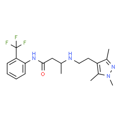 ChemSpider 2D Image | N-[2-(Trifluoromethyl)phenyl]-3-{[2-(1,3,5-trimethyl-1H-pyrazol-4-yl)ethyl]amino}butanamide | C19H25F3N4O