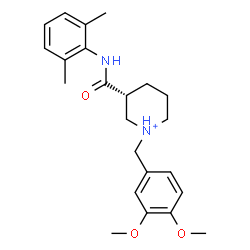 ChemSpider 2D Image | (3R)-1-(3,4-Dimethoxybenzyl)-3-[(2,6-dimethylphenyl)carbamoyl]piperidinium | C23H31N2O3