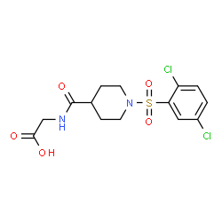 ChemSpider 2D Image | N-({1-[(2,5-Dichlorophenyl)sulfonyl]-4-piperidinyl}carbonyl)glycine | C14H16Cl2N2O5S
