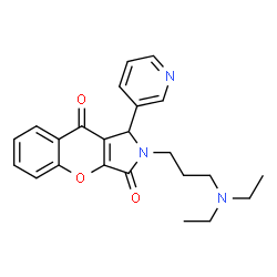 ChemSpider 2D Image | 2-[3-(Diethylamino)propyl]-1-(3-pyridinyl)-1,2-dihydrochromeno[2,3-c]pyrrole-3,9-dione | C23H25N3O3