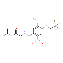 ChemSpider 2D Image | N-Isopropyl-N~2~-[5-methoxy-2-nitro-4-(2,2,2-trifluoroethoxy)benzyl]glycinamide | C15H20F3N3O5