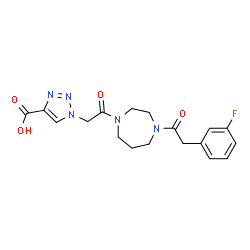 ChemSpider 2D Image | 1-(2-{4-[(3-Fluorophenyl)acetyl]-1,4-diazepan-1-yl}-2-oxoethyl)-1H-1,2,3-triazole-4-carboxylic acid | C18H20FN5O4