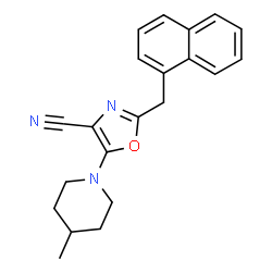 ChemSpider 2D Image | 5-(4-methyl-1-piperidinyl)-2-(1-naphthalenylmethyl)-4-oxazolecarbonitrile | C21H21N3O