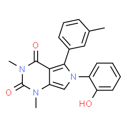 ChemSpider 2D Image | 6-(2-Hydroxyphenyl)-1,3-dimethyl-5-(3-methylphenyl)-1H-pyrrolo[3,4-d]pyrimidine-2,4(3H,6H)-dione | C21H19N3O3