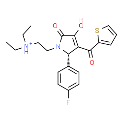 ChemSpider 2D Image | N,N-Diethyl-2-[(2S)-2-(4-fluorophenyl)-4-hydroxy-5-oxo-3-(2-thienylcarbonyl)-2,5-dihydro-1H-pyrrol-1-yl]ethanaminium | C21H24FN2O3S