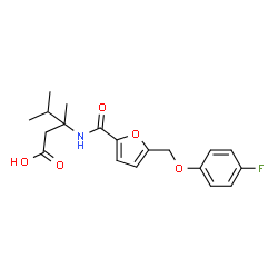 ChemSpider 2D Image | 3-({5-[(4-Fluorophenoxy)methyl]-2-furoyl}amino)-3,4-dimethylpentanoic acid | C19H22FNO5
