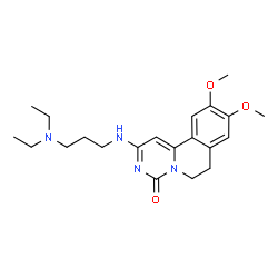 ChemSpider 2D Image | 2-{[3-(Diethylamino)propyl]amino}-9,10-dimethoxy-6,7-dihydro-4H-pyrimido[6,1-a]isoquinolin-4-one | C21H30N4O3