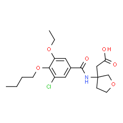 ChemSpider 2D Image | {3-[(4-Butoxy-3-chloro-5-ethoxybenzoyl)amino]tetrahydro-3-furanyl}acetic acid | C19H26ClNO6