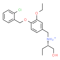 ChemSpider 2D Image | (2S)-N-{4-[(2-Chlorobenzyl)oxy]-3-ethoxybenzyl}-1-hydroxy-2-butanaminium | C20H27ClNO3