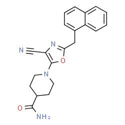 ChemSpider 2D Image | 1-[4-Cyano-2-(1-naphthylmethyl)-1,3-oxazol-5-yl]-4-piperidinecarboxamide | C21H20N4O2