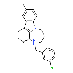 ChemSpider 2D Image | (3aR)-4-(3-Chlorobenzyl)-11-methyl-1,2,3,3a,4,5,6,7-octahydro[1,4]diazepino[3,2,1-jk]carbazol-4-ium | C23H26ClN2