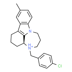 ChemSpider 2D Image | (3aS)-4-(4-Chlorobenzyl)-11-methyl-1,2,3,3a,4,5,6,7-octahydro[1,4]diazepino[3,2,1-jk]carbazol-4-ium | C23H26ClN2