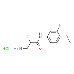 ChemSpider 2D Image | 3-Amino-N-(3-fluoro-4-methoxyphenyl)-2-methoxypropanamide hydrochloride (1:1) | C11H16ClFN2O3