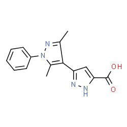 ChemSpider 2D Image | 3',5'-Dimethyl-1'-phenyl-1H,1'H-3,4'-bipyrazole-5-carboxylic acid | C15H14N4O2