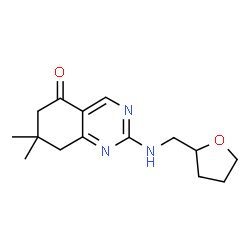ChemSpider 2D Image | 7,7-Dimethyl-2-[(tetrahydro-2-furanylmethyl)amino]-7,8-dihydro-5(6H)-quinazolinone | C15H21N3O2