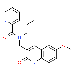 ChemSpider 2D Image | N-butyl-N-[(6-methoxy-2-oxo-1H-quinolin-3-yl)methyl]-2-pyridinecarboxamide | C21H23N3O3