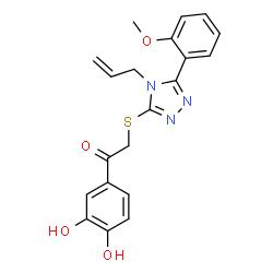 ChemSpider 2D Image | 1-(3,4-dihydroxyphenyl)-2-[[5-(2-methoxyphenyl)-4-prop-2-enyl-1,2,4-triazol-3-yl]thio]ethanone | C20H19N3O4S