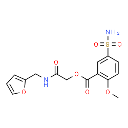 ChemSpider 2D Image | 2-[(2-Furylmethyl)amino]-2-oxoethyl 2-methoxy-5-sulfamoylbenzoate | C15H16N2O7S