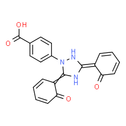ChemSpider 2D Image | 4-[(3E)-3,5-Bis(6-oxo-2,4-cyclohexadien-1-ylidene)-1,2,4-triazolidin-1-yl]benzoic acid | C21H15N3O4
