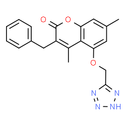 ChemSpider 2D Image | 3-Benzyl-4,7-dimethyl-5-(2H-tetrazol-5-ylmethoxy)-2H-chromen-2-one | C20H18N4O3