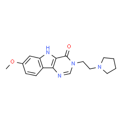 ChemSpider 2D Image | 7-Methoxy-3-[2-(1-pyrrolidinyl)ethyl]-3,5-dihydro-4H-pyrimido[5,4-b]indol-4-one | C17H20N4O2