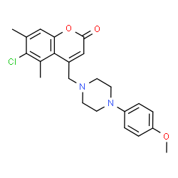 ChemSpider 2D Image | 6-Chloro-4-{[4-(4-methoxyphenyl)-1-piperazinyl]methyl}-5,7-dimethyl-2H-chromen-2-one | C23H25ClN2O3