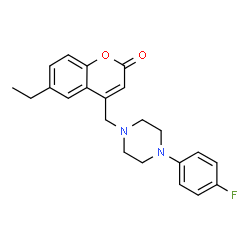 ChemSpider 2D Image | 6-Ethyl-4-{[4-(4-fluorophenyl)-1-piperazinyl]methyl}-2H-chromen-2-one | C22H23FN2O2