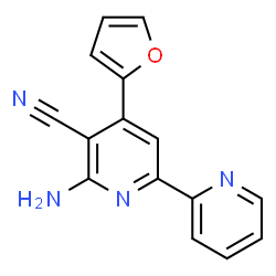 ChemSpider 2D Image | 6-Amino-4-(2-furyl)-2,2'-bipyridine-5-carbonitrile | C15H10N4O