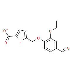ChemSpider 2D Image | 5-[(2-Ethoxy-4-formylphenoxy)methyl]-2-furoate | C15H13O6