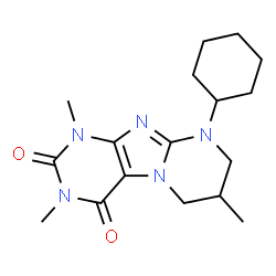 ChemSpider 2D Image | 9-Cyclohexyl-1,3,7-trimethyl-6,7,8,9-tetrahydropyrimido[2,1-f]purine-2,4(1H,3H)-dione | C17H25N5O2