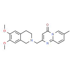 ChemSpider 2D Image | 2-[(6,7-Dimethoxy-3,4-dihydro-2(1H)-isoquinolinyl)methyl]-7-methyl-4H-pyrido[1,2-a]pyrimidin-4-one | C21H23N3O3