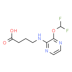 ChemSpider 2D Image | 4-{[3-(Difluoromethoxy)-2-pyrazinyl]amino}butanoic acid | C9H11F2N3O3