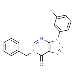 ChemSpider 2D Image | 6-Benzyl-3-(3-fluorophenyl)-3,6-dihydro-7H-[1,2,3]triazolo[4,5-d]pyrimidin-7-one | C17H12FN5O