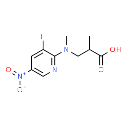 ChemSpider 2D Image | 3-[(3-Fluoro-5-nitro-2-pyridinyl)(methyl)amino]-2-methylpropanoic acid | C10H12FN3O4